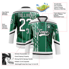 Load image into Gallery viewer, Custom Kelly Green White-Black 3D Pattern Abstract Dallas Inspired Grunge Stripe Hockey Lace Neck Jersey
