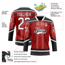 Charger l'image dans la galerie, Custom Red White-Black 3D Pattern Abstract Carolina Inspired Line Hockey Lace Neck Jersey
