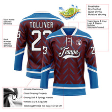 Load image into Gallery viewer, Custom Burgundy White Blue-Black 3D Pattern Abstract Colorado Inspired Line Hockey Lace Neck Jersey
