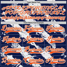 Laden Sie das Bild in den Galerie-Viewer, Custom Orange Navy-White 3D Pattern Abstract Edmonton Inspired Splash Hockey Lace Neck Jersey
