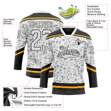 Laden Sie das Bild in den Galerie-Viewer, Custom White Black-Gold 3D Pattern Foodie Fast Food Hockey Lace Neck Jersey
