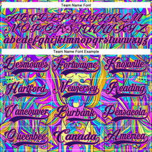 Load image into Gallery viewer, Custom Purple Pink-Yellow 3D Pattern Trippy Psychedelic Hockey Lace Neck Jersey
