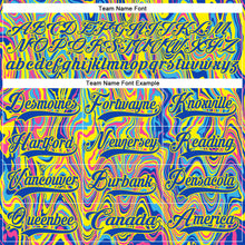 Load image into Gallery viewer, Custom Yellow Thunder Blue Pink-Light Yellow 3D Pattern Trippy Psychedelic Fluid Hockey Lace Neck Jersey

