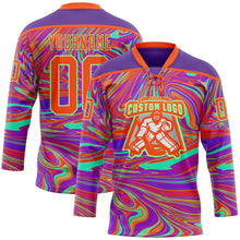 Load image into Gallery viewer, Custom Purple Orange-Pea Green 3D Pattern Trippy Psychedelic Fluid Hockey Lace Neck Jersey

