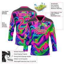 Загрузить изображение в средство просмотра галереи, Custom Black Hot Pink-Pea Green 3D Pattern Trippy Psychedelic Neon Trendy Holographic Vaporwave Style Hockey Lace Neck Jersey
