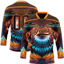 Загрузить изображение в средство просмотра галереи, Custom Brown Bay Orange Red-Blue 3D Pattern Trippy Psychedelic Fluid Hockey Lace Neck Jersey
