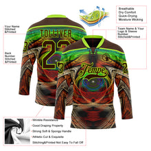 Загрузить изображение в средство просмотра галереи, Custom Brown Neon Green Red-Blue 3D Pattern Trippy Psychedelic Hockey Lace Neck Jersey
