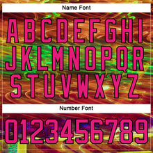 Charger l'image dans la galerie, Custom Black Hot Pink Yellow-Green 3D Pattern Trippy Psychedelic Hockey Lace Neck Jersey
