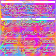 Load image into Gallery viewer, Custom Deep Pink Pea Green Purple-Orange 3D Pattern Trippy Psychedelic Neon Hockey Lace Neck Jersey

