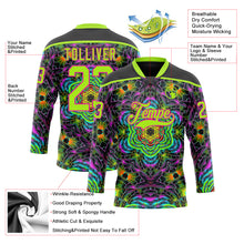 Charger l'image dans la galerie, Custom Black Neon Green-Hot Pink 3D Pattern Trippy Psychedelic Geometric Hockey Lace Neck Jersey
