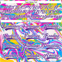Charger l'image dans la galerie, Custom White Purple Yellow Pink-Blue 3D Pattern Trippy Psychedelic Fluid Hockey Lace Neck Jersey
