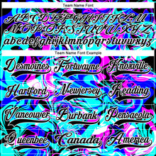 Laden Sie das Bild in den Galerie-Viewer, Custom Blue Black Deep Pink-White 3D Pattern Trippy Psychedelic Fluid Hockey Lace Neck Jersey
