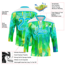 Загрузить изображение в средство просмотра галереи, Custom Green Lakes Blue-White 3D Pattern Trippy Psychedelic Geometric Hockey Lace Neck Jersey
