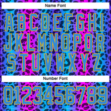Загрузить изображение в средство просмотра галереи, Custom Powder Blue Pink Gold-White 3D Pattern Leopard Print Neon Hockey Lace Neck Jersey
