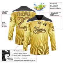 Load image into Gallery viewer, Custom Yellow Old Gold Black-White 3D Pattern Zebra Print Hockey Lace Neck Jersey

