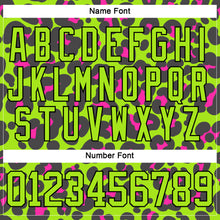 Charger l'image dans la galerie, Custom Neon Green Pink Black-White 3D Pattern Leopard Print Neon Hockey Lace Neck Jersey
