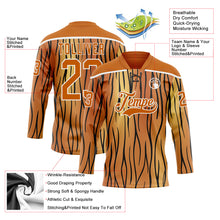 Загрузить изображение в средство просмотра галереи, Custom Texas Orange Black-White 3D Pattern Tiger Print Hockey Lace Neck Jersey
