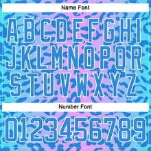 Charger l'image dans la galerie, Custom Pink Powder Blue-White 3D Pattern Leopard Print Neon Hockey Lace Neck Jersey
