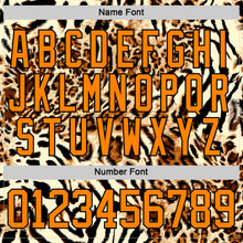 Загрузить изображение в средство просмотра галереи, Custom Cream Bay Orange-Black 3D Pattern Leopard Print Neon Hockey Lace Neck Jersey
