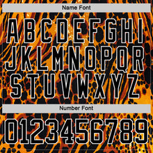 Laden Sie das Bild in den Galerie-Viewer, Custom Orange Black-White 3D Pattern Leopard Print Hockey Lace Neck Jersey
