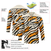 Загрузить изображение в средство просмотра галереи, Custom Cream Orange-Black 3D Pattern Tiger Stripes Print Hockey Lace Neck Jersey
