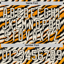 Загрузить изображение в средство просмотра галереи, Custom Cream Orange-Black 3D Pattern Tiger Stripes Print Hockey Lace Neck Jersey
