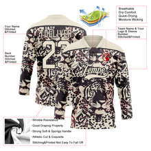 Загрузить изображение в средство просмотра галереи, Custom Cream Black-Pink 3D Pattern Tiger Print Hockey Lace Neck Jersey
