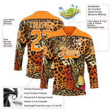 Загрузить изображение в средство просмотра галереи, Custom Bay Orange Black-White 3D Pattern Leopard Print Hockey Lace Neck Jersey
