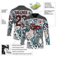 Laden Sie das Bild in den Galerie-Viewer, Custom White Black Blue-Red 3D Pattern Leopard Hockey Lace Neck Jersey
