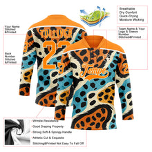 Load image into Gallery viewer, Custom Bay Orange Blue Black-Cream 3D Pattern Animal Print Hockey Lace Neck Jersey
