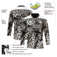 Laden Sie das Bild in den Galerie-Viewer, Custom White Black 3D Pattern Leopard Print Hockey Lace Neck Jersey
