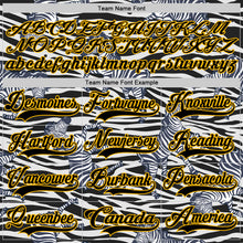 Charger l'image dans la galerie, Custom White Black-Gold 3D Pattern Zebra Print Hockey Lace Neck Jersey
