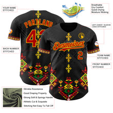 Charger l'image dans la galerie, Custom Black Red Gold-Green 3D Pattern Design Black History Month Africa Tribal Authentic Baseball Jersey
