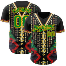 Load image into Gallery viewer, Custom Black Grass Green Red-Gold 3D Pattern Design Black History Month Africa Tribal Authentic Baseball Jersey
