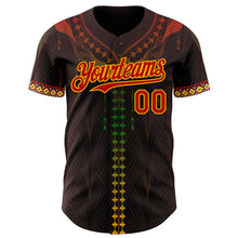 Charger l'image dans la galerie, Custom Brown Red Gold-Green 3D Pattern Design Black History Month Africa Tribal Authentic Baseball Jersey

