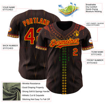 Charger l'image dans la galerie, Custom Brown Red Gold-Green 3D Pattern Design Black History Month Africa Tribal Authentic Baseball Jersey
