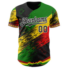 Загрузить изображение в средство просмотра галереи, Custom Black Green Yellow Red-White 3D Pattern Design Black History Month Africa Tribal Authentic Baseball Jersey
