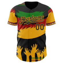Charger l'image dans la galerie, Custom Black Green Red-Gold 3D Pattern Design Black History Month Africa Tribal Authentic Baseball Jersey

