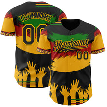 Charger l'image dans la galerie, Custom Black Green Red-Gold 3D Pattern Design Black History Month Africa Tribal Authentic Baseball Jersey

