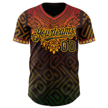 Laden Sie das Bild in den Galerie-Viewer, Custom Brown Black Red Gold-Green 3D Pattern Design Black History Month Africa Tribal Authentic Baseball Jersey
