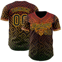 Laden Sie das Bild in den Galerie-Viewer, Custom Brown Black Red Gold-Green 3D Pattern Design Black History Month Africa Tribal Authentic Baseball Jersey
