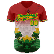 Load image into Gallery viewer, Custom Red Grass Green Gold-Black 3D Pattern Design Black History Month Africa Tribal Authentic Baseball Jersey
