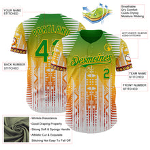 Laden Sie das Bild in den Galerie-Viewer, Custom White Grass Green Gold Red-Black 3D Pattern Design Black History Month Africa Tribal Authentic Baseball Jersey
