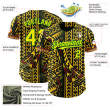 Laden Sie das Bild in den Galerie-Viewer, Custom Black Light Yellow Gold Grass Green-Red 3D Pattern Design Black History Month Africa Tribal Authentic Baseball Jersey
