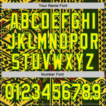 Laden Sie das Bild in den Galerie-Viewer, Custom Black Light Yellow Gold Grass Green-Red 3D Pattern Design Black History Month Africa Tribal Authentic Baseball Jersey
