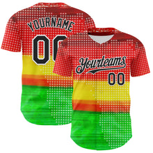 Load image into Gallery viewer, Custom Red Black Yellow Green-White 3D Pattern Design Black History Month Polka Dots Authentic Baseball Jersey
