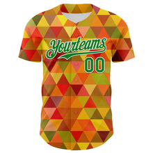 Charger l'image dans la galerie, Custom Red Grass Green Yellow-White 3D Pattern Design Black History Month Abstract Geometric Authentic Baseball Jersey
