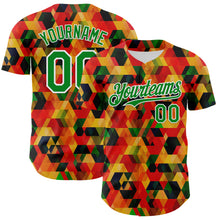 Charger l'image dans la galerie, Custom Red Grass Green Yellow-White 3D Pattern Design Black History Month Abstract Geometric Authentic Baseball Jersey
