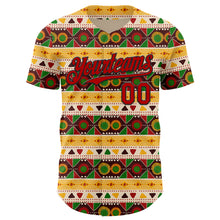 Load image into Gallery viewer, Custom Cream Red Yellow Green-Black 3D Pattern Design Black History Month African Ethnicity Style Authentic Baseball Jersey
