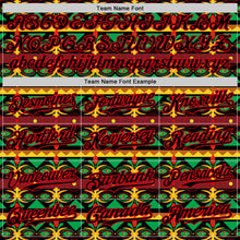 Load image into Gallery viewer, Custom Black Green Yellow Green-Fire Red 3D Pattern Design Black History Month African Ethnicity Style Authentic Baseball Jersey
